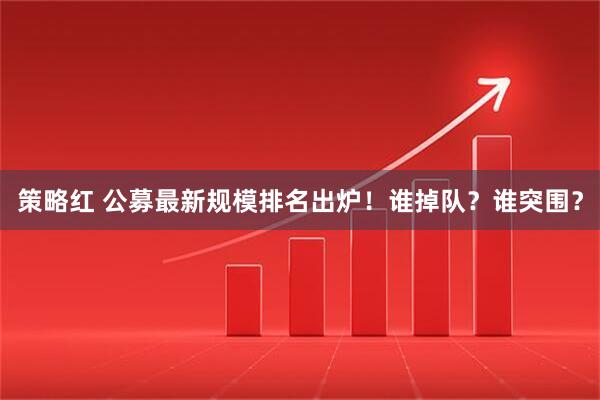 策略红 公募最新规模排名出炉！谁掉队？谁突围？